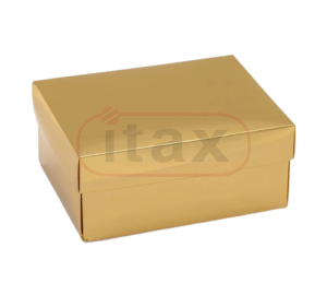 Karton pudełko ozdobne złote z wieczkiem 160x125x70 mm laminowane 