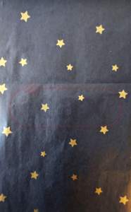 Bibuła Papier jedwabny 18 g/m2 50x75cm wzór złote gwiazdki na szarym tle a'10 szt