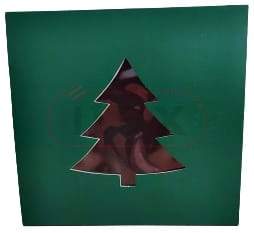 Obwoluta świąteczna zielona CHOINKA  do pudełka 200x200x50mm 