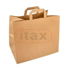 Torebka papierowa brązowa 320x220x250 z uchwytem płaskim cateringowa