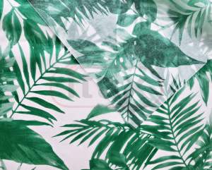 Bibuła Papier jedwabny 18 g/m2 50x75cm wzór zielone liście a'10 szt. 