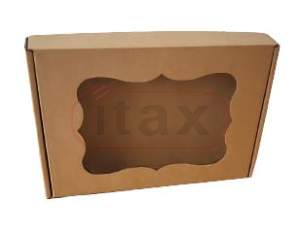 Karton pudełko ozdobne brązowe 260x170x30 mm z okienkiem