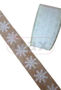 Taśma pakowa przezroczysta z nadrukiem światecznym ŚNIEŻYNKI BIAŁE 48/60