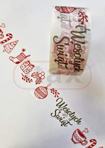 Taśma pakowa z nadrkiem światecznym WESOŁYCH ŚWIĄT 48/50