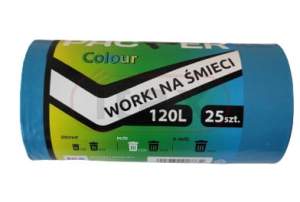 Worki na śmieci PACKER 120l niebieskie a'25 - do segregacji papieru LDPE