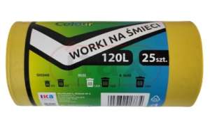 Worki na śmieci PACKER 120l żółte do segregacji plastiku i metalu a'25 LDPE
