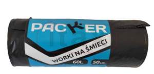 Worki na śmieci PACKER 60l czarne a'50 LDPE