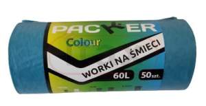 Worki na śmieci PACKER 60l niebieskie a'50 - do segregacji papieru LDPE
