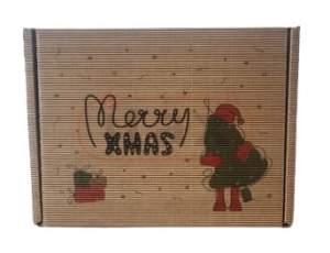 Karton pudełko ozdobne świąteczne CHOINKA brązowe 250x200x70 mm  fala EF karbowany 4w