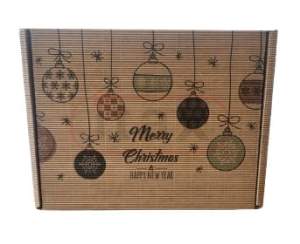 Karton pudełko ozdobne świąteczne BOMBKI brązowe 250x200x70 mm  fala EF karbowany 4w