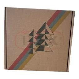 Pudełko ozdobne fasonowe brązowe 200x200x70mm z nadrukiem świątecznym CHOINKA WINETA