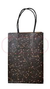 Torebka papierowa 21x15x8 cm z uchwytem skręcanym czarna z nadrukiem brokat