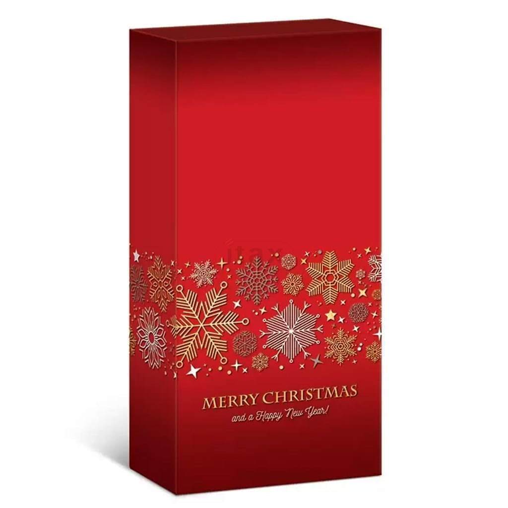 Karton świąteczny MERRY CHRISTMAS 360x168x82 mm na 2 butelki z czerwonym nadrukiem.png
