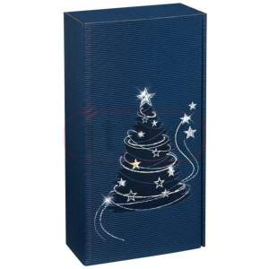 Pudełko ozdobne fasonowe SZAFIROWY BLASK  360x192x95 mm - idealne na 2 butelki 0,75 