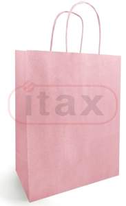 Torebka papierowa 23x12x30 cm z uchwytem skręcanym różowa