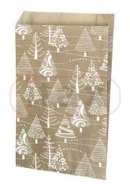 Torebka fałdowa 160x270+80mm ozdobna z narukiem świątecznym KRAFT CHOINKI