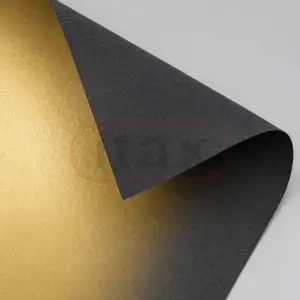 Papier ozdobny KRAFT czarno-złoty (dwustronny) w rolce  60g/m2 70cm/25mb
