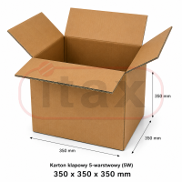 Karton klapowy 350×350×350 mm brązowy 5-warstwowy – wytrzymały karton do pakowania i wysyłki