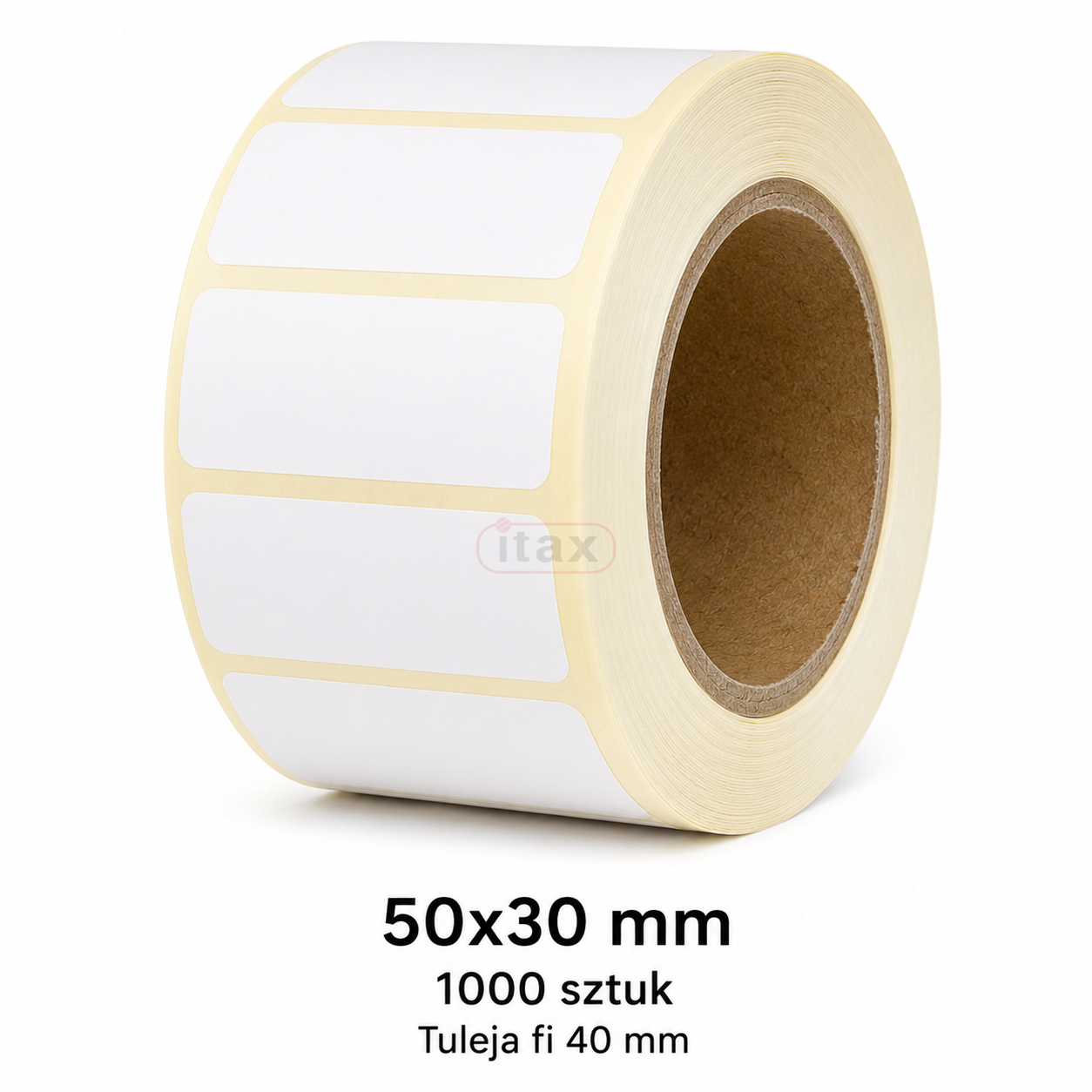 Etykiety termiczne do drukarek 50 × 30 mm – 1000 szt., tuleja fi 40 mm