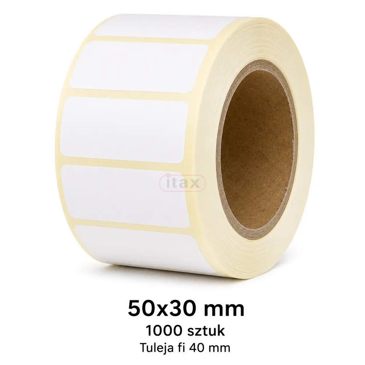Etykiety termiczne do drukarek 50 × 30 mm – 1000 szt., tuleja fi 40 mm