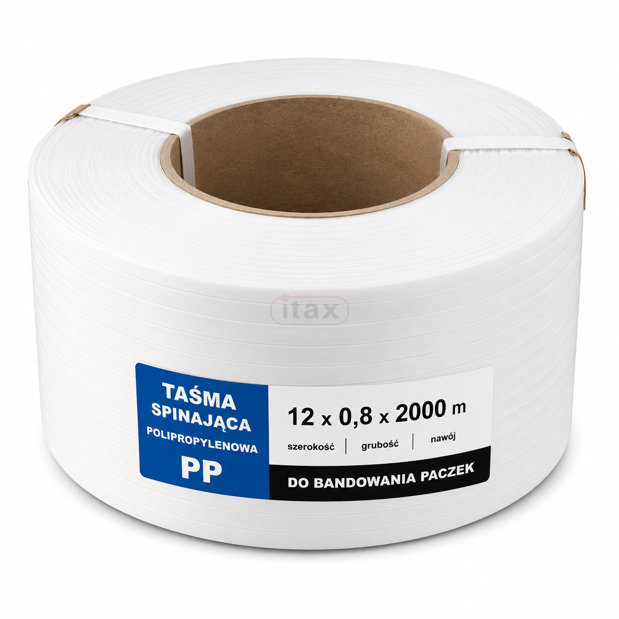 Taśma PP do bandowania 12 × 0,8 mm × 2000 m biała Wytrzymała taśma spinająca