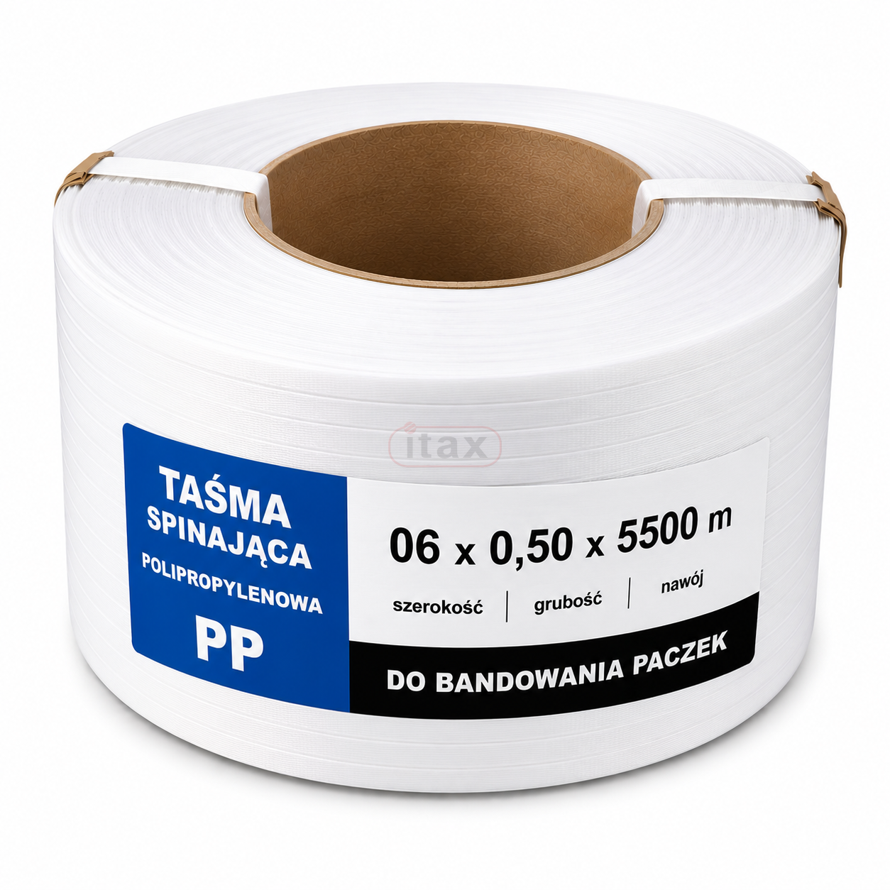 Biała taśma spinająca PP 6 × 0,50 mm × 5500 m Profesjonalna taśma do bandowania