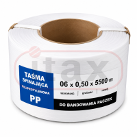 Biała taśma spinająca PP 6 × 0,50 mm × 5500 m Profesjonalna taśma do bandowania