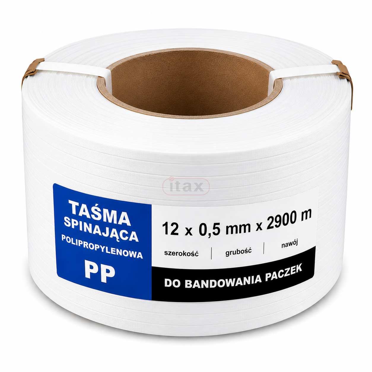 Taśma bandująca polipropylenowa 12 × 0,5 mm × 2900 m biała ITAX