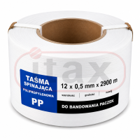Taśma bandująca polipropylenowa 12 × 0,5 mm × 2900 m biała ITAX