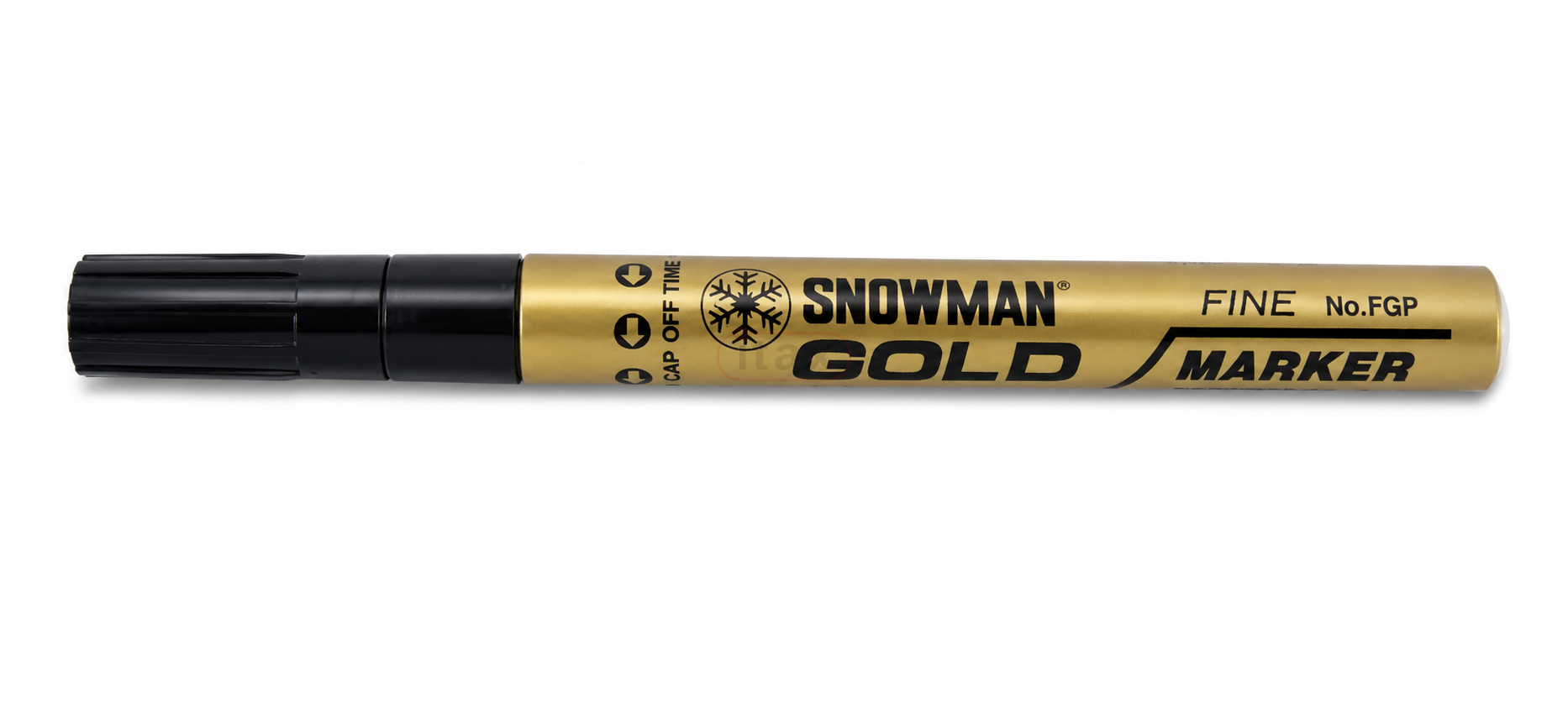 Złoty marker olejowy SNOWMAN 1–1,5 mm z wodoodporną, szybkoschnącą farbą olejną. Trwały marker permanentny w metalowej obudowie do znakowania metalu, szkła, plastiku, drewna, ceramiki i innych powierzchni.