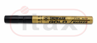 Złoty marker olejowy SNOWMAN 1–1,5 mm z wodoodporną, szybkoschnącą farbą olejną. Trwały marker permanentny w metalowej obudowie do znakowania metalu, szkła, plastiku, drewna, ceramiki i innych powierzchni.