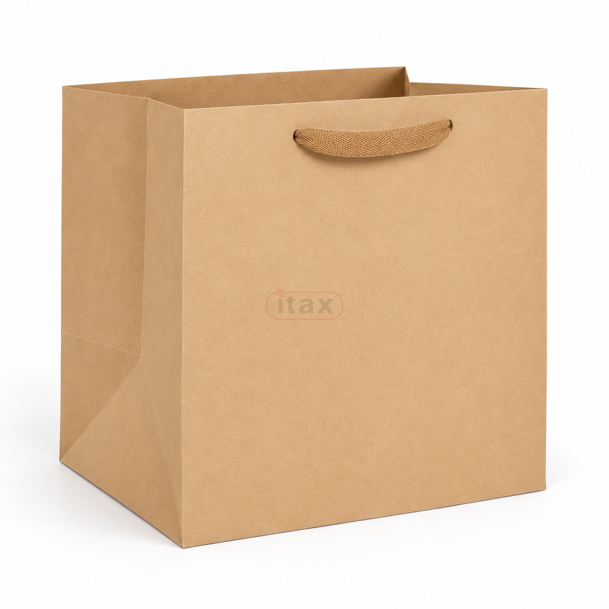 Brązowa torebka papierowa KRAFT 34x34x34 cm z uchwytem tekstylnym.png