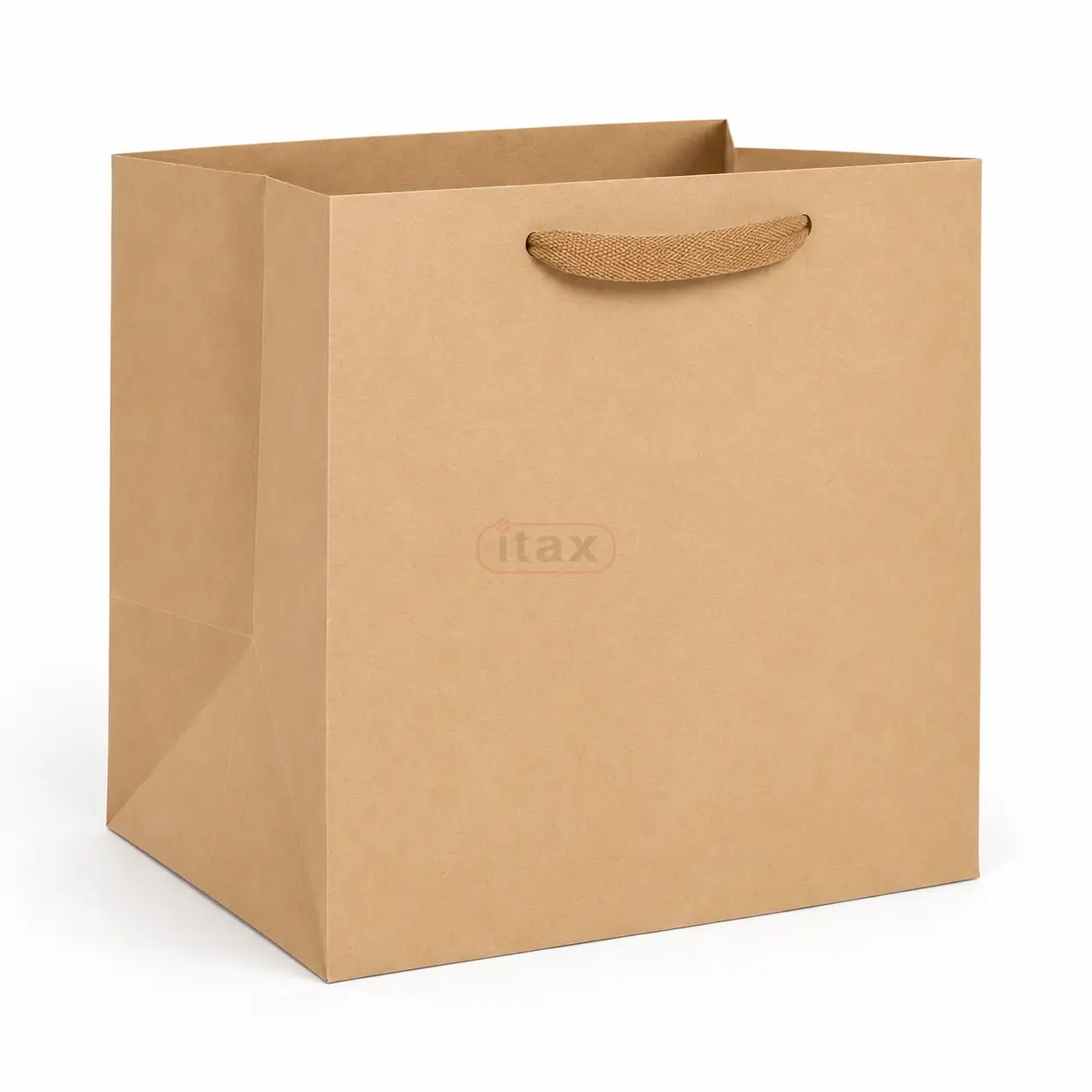 Brązowa torebka papierowa KRAFT 19x19x19 cm z uchwytem tekstylnym.png