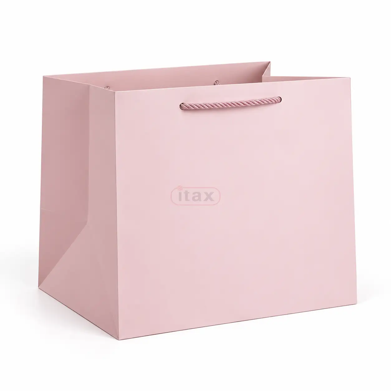 Różowa torebka papierowa laminowana 35,5x27,5x30,5 cm z uchwytem sznurkowym.png