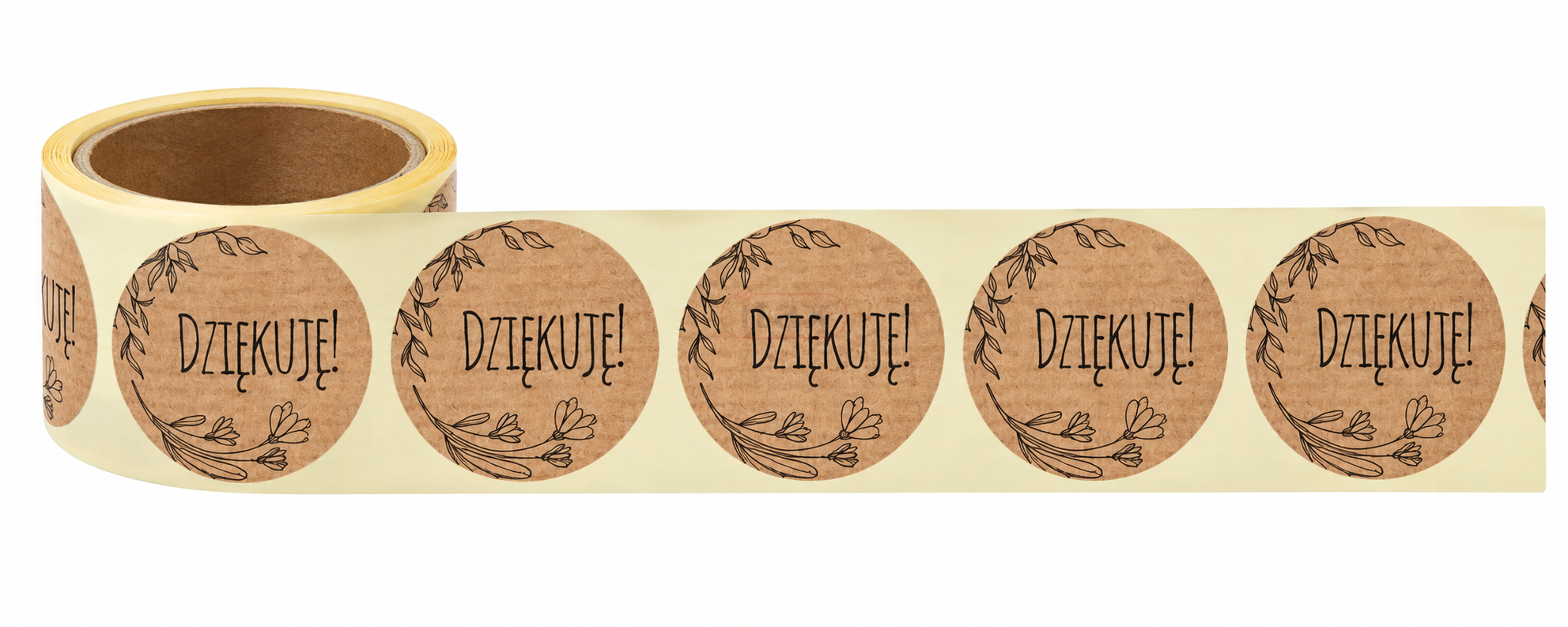 Naklejki kraftowe „Dziękuję” okrągłe Ø35 mm – rolka 200 sztuk.png