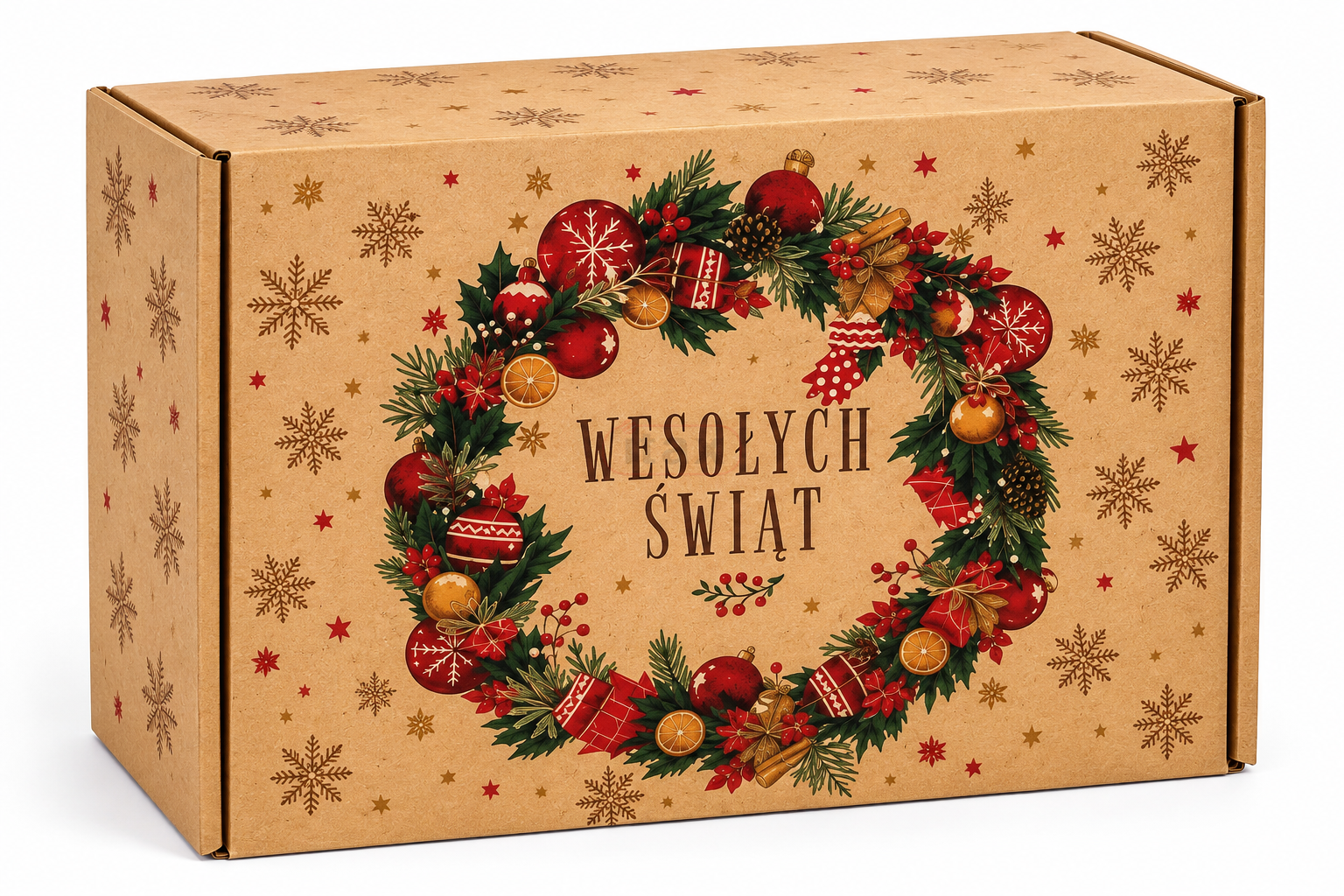 Ekologiczne pudełko prezentowe z wieńcem świątecznym.png