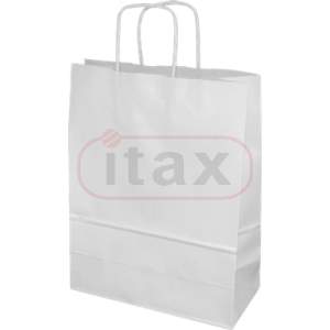Torebka papierowa biała 25x11x32 z uchwytem